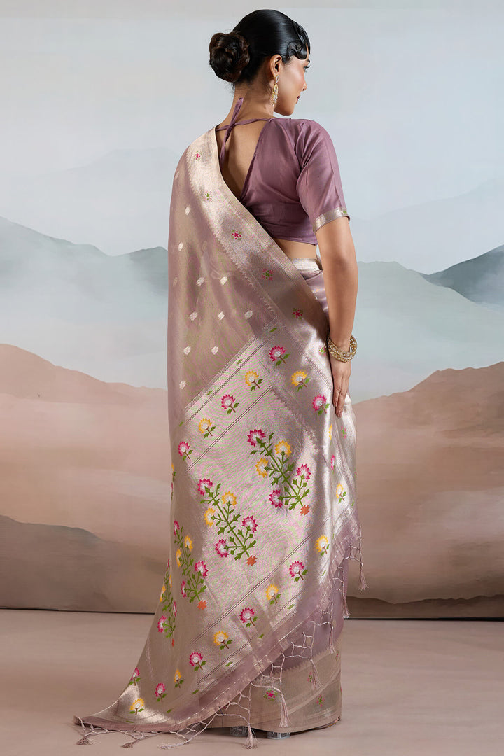 Dull Purple Paithani Tissue Silk Saree