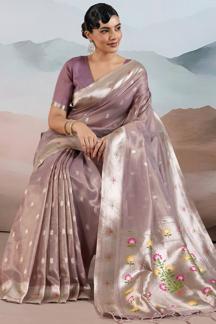 Dull Purple Paithani Tissue Silk Saree