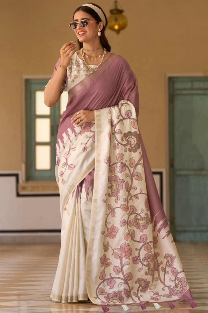 Dull Purple Tusser Silk Saree