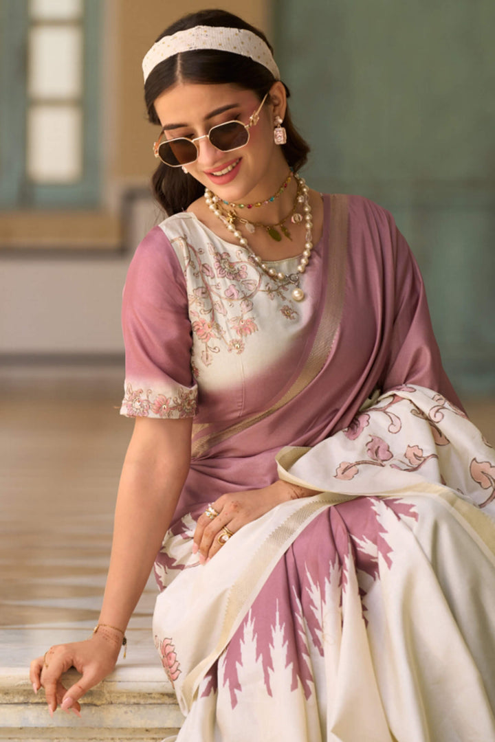 Dull Purple Tusser Silk Saree