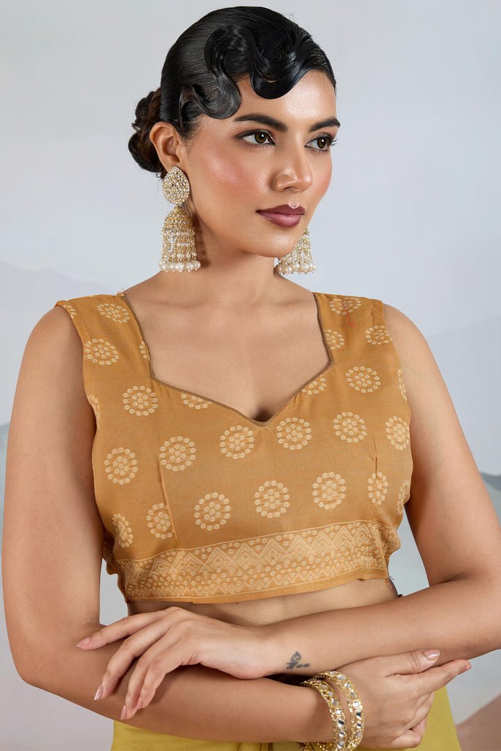 Dull Yellow Pure Cotton Viscose Silk Saree