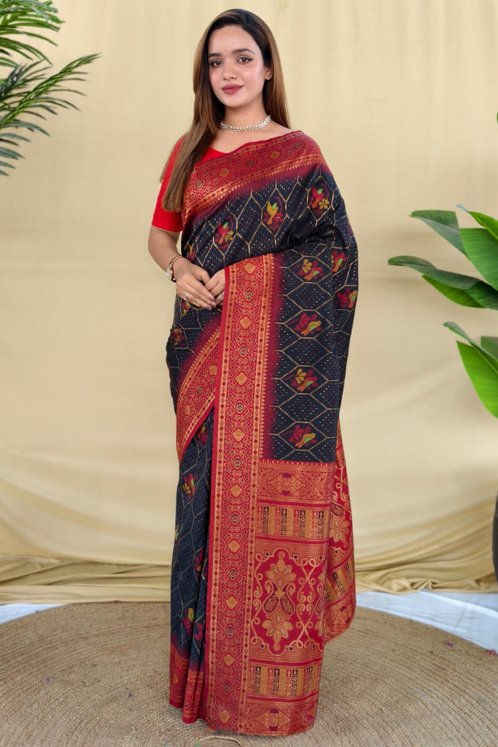Dune Black Banarasi Silk Saree