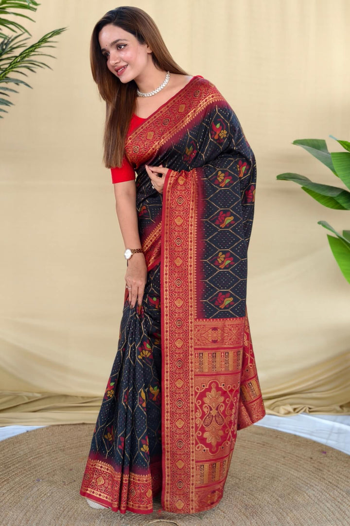 Dune Black Banarasi Silk Saree