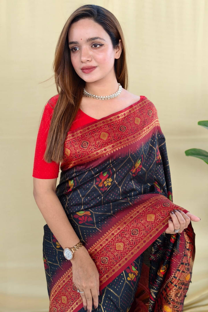 Dune Black Banarasi Silk Saree