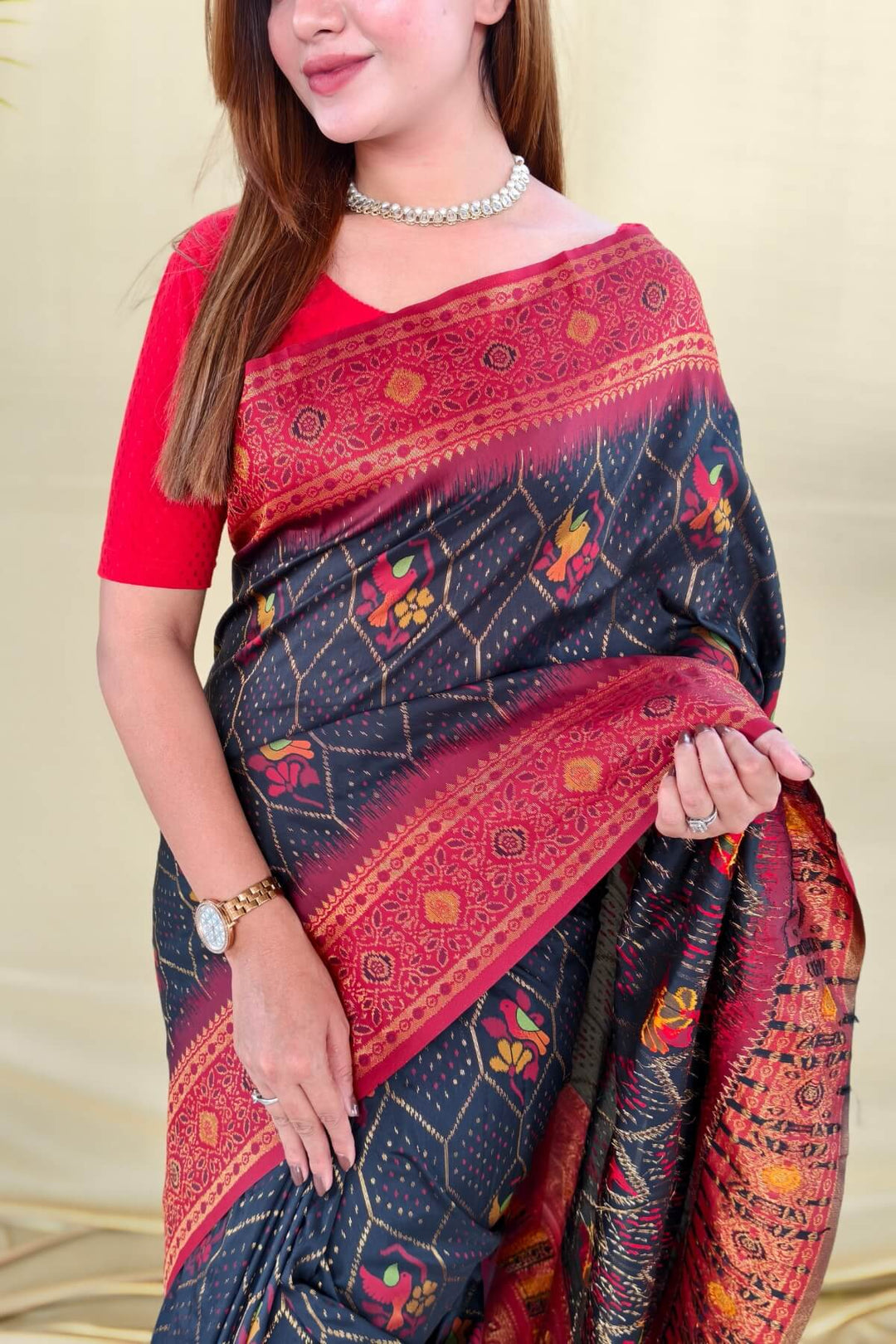 Dune Black Banarasi Silk Saree