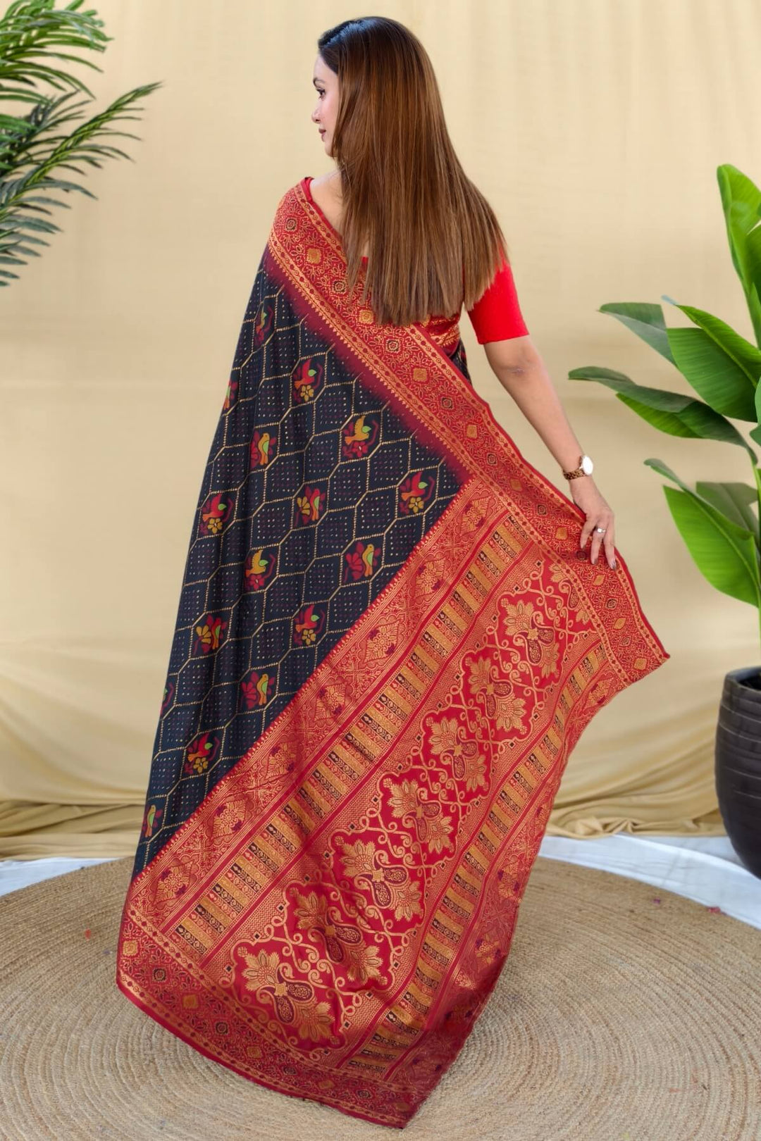 Dune Black Banarasi Silk Saree