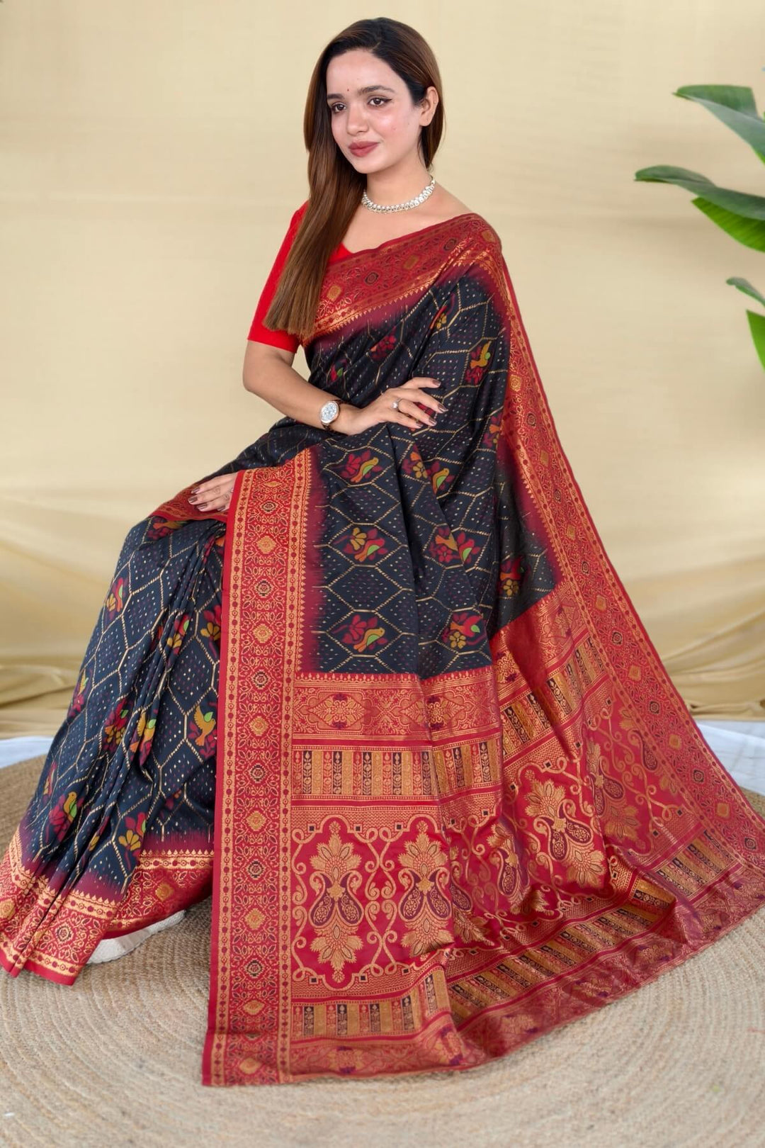 Dune Black Banarasi Silk Saree