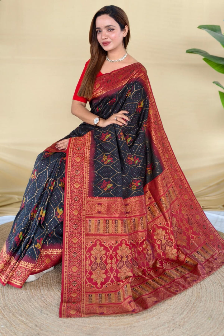Dune Black Banarasi Silk Saree