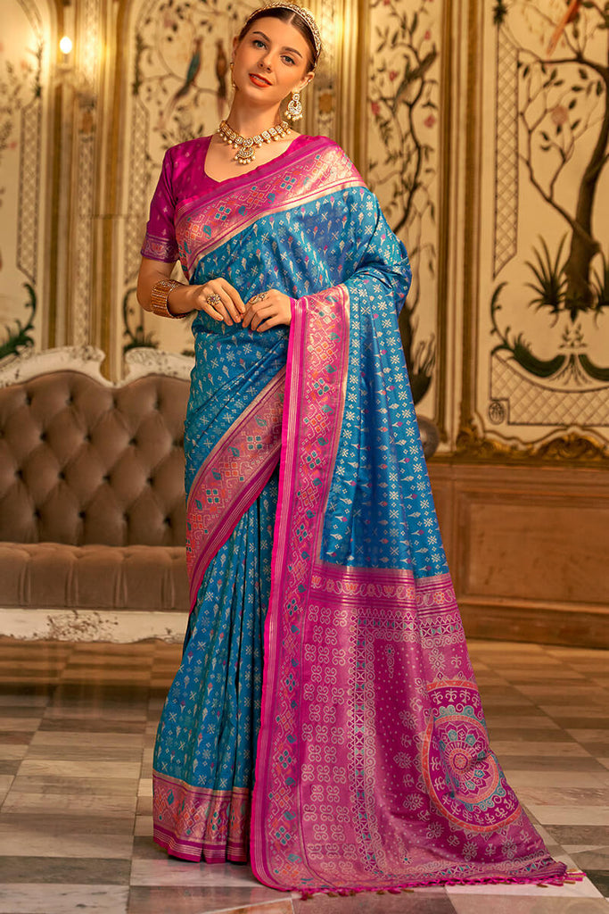 Dusk Blue Zari Woven Soft Banarasi Silk Saree