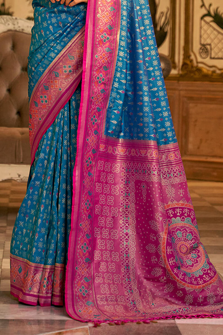 Dusk Blue Zari Woven Soft Banarasi Silk Saree