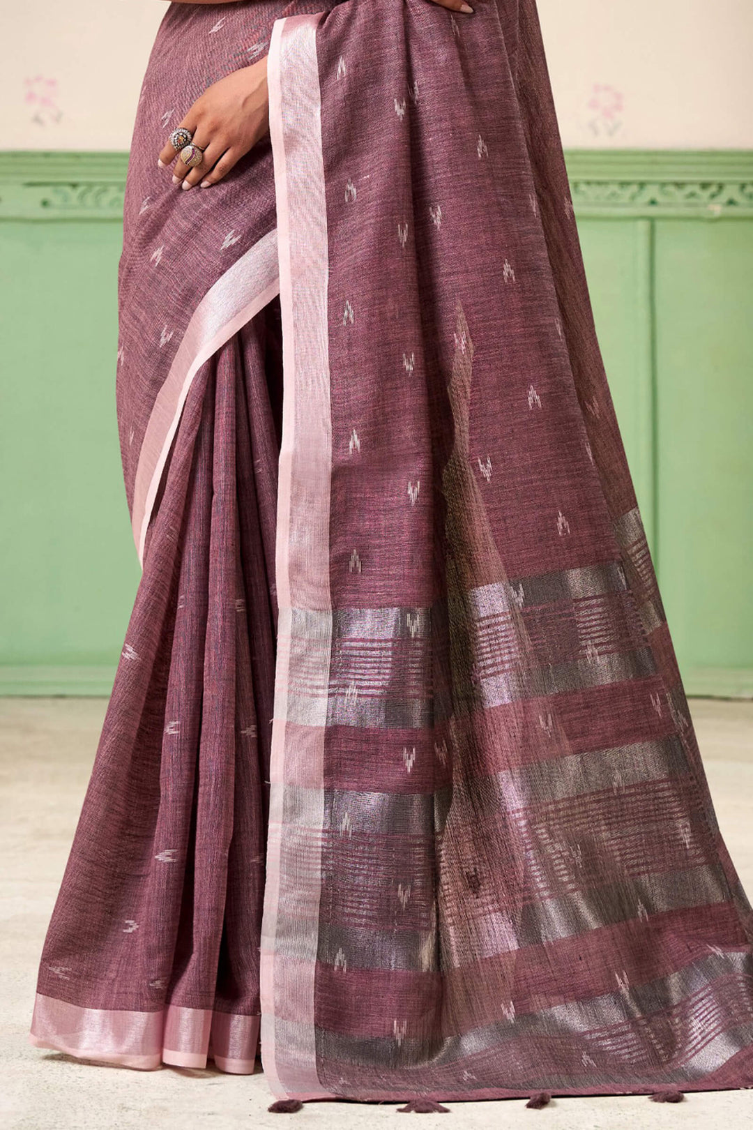 Dusky Purple Linen Silk Saree