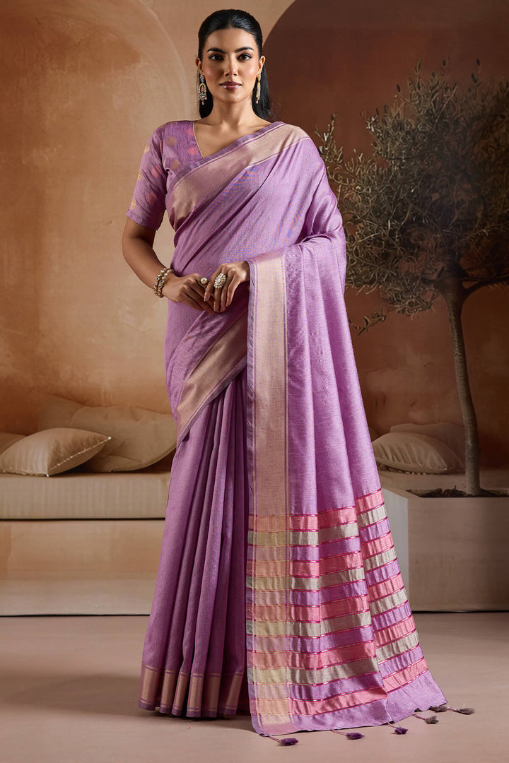 Dusty Lavender Bhagalpuri Silk Saree