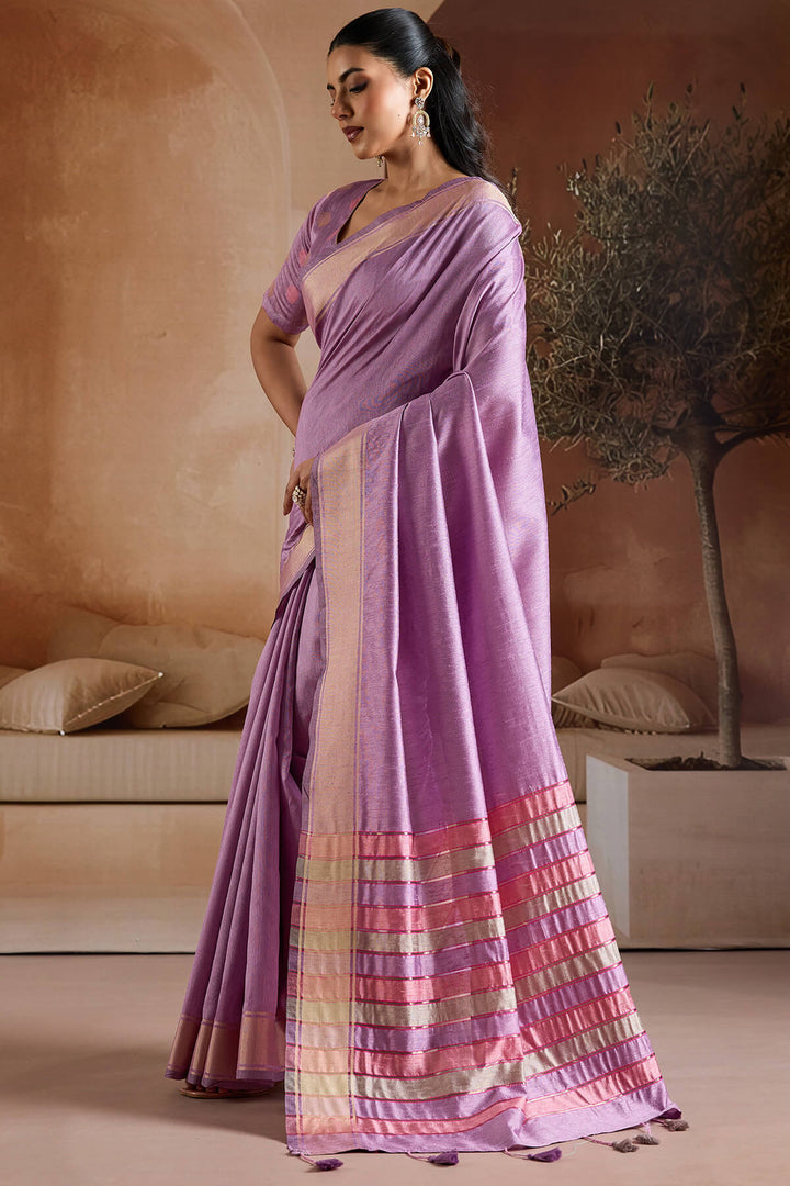 Dusty Lavender Bhagalpuri Silk Saree