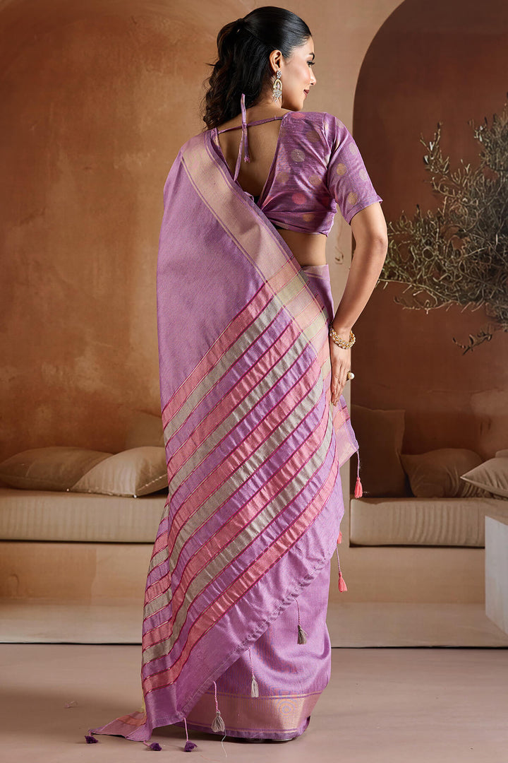 Dusty Lavender Bhagalpuri Silk Saree