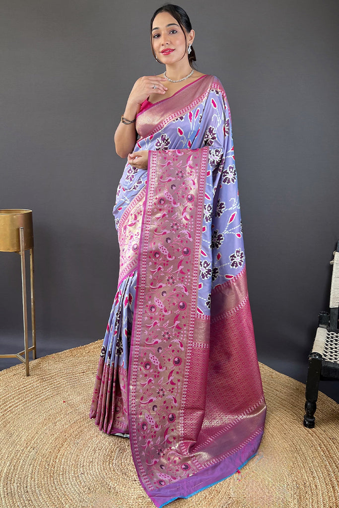 Dusty Lavender Soft Paithni silk saree