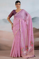 Dusty Lavender Woven Spun Cotton Saree