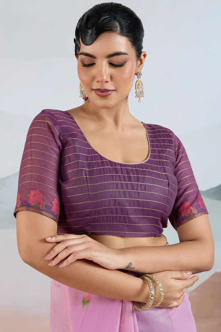 Dusty Lavender Woven Spun Cotton Saree