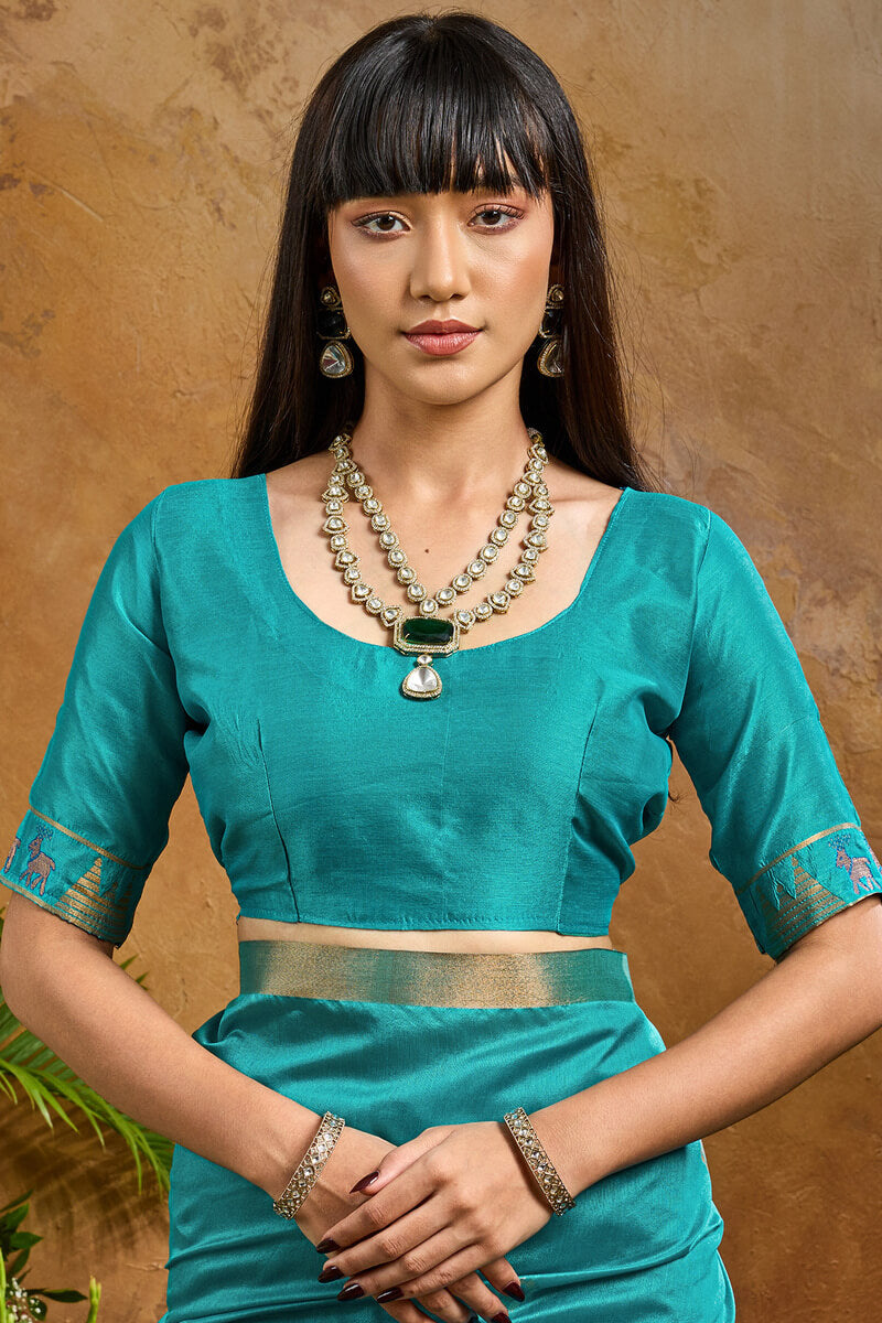 Eastern Blue Banarasi Tussar Silk Saree