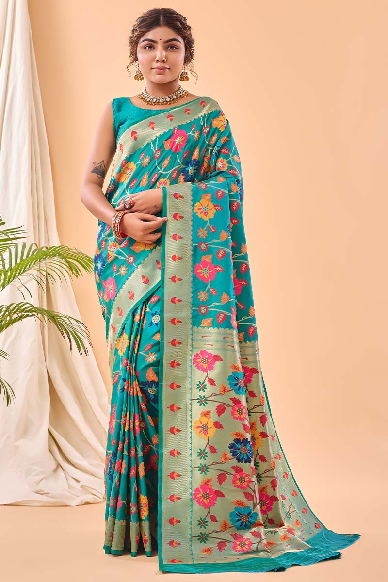 Eastern Blue Paithani Silk Saree