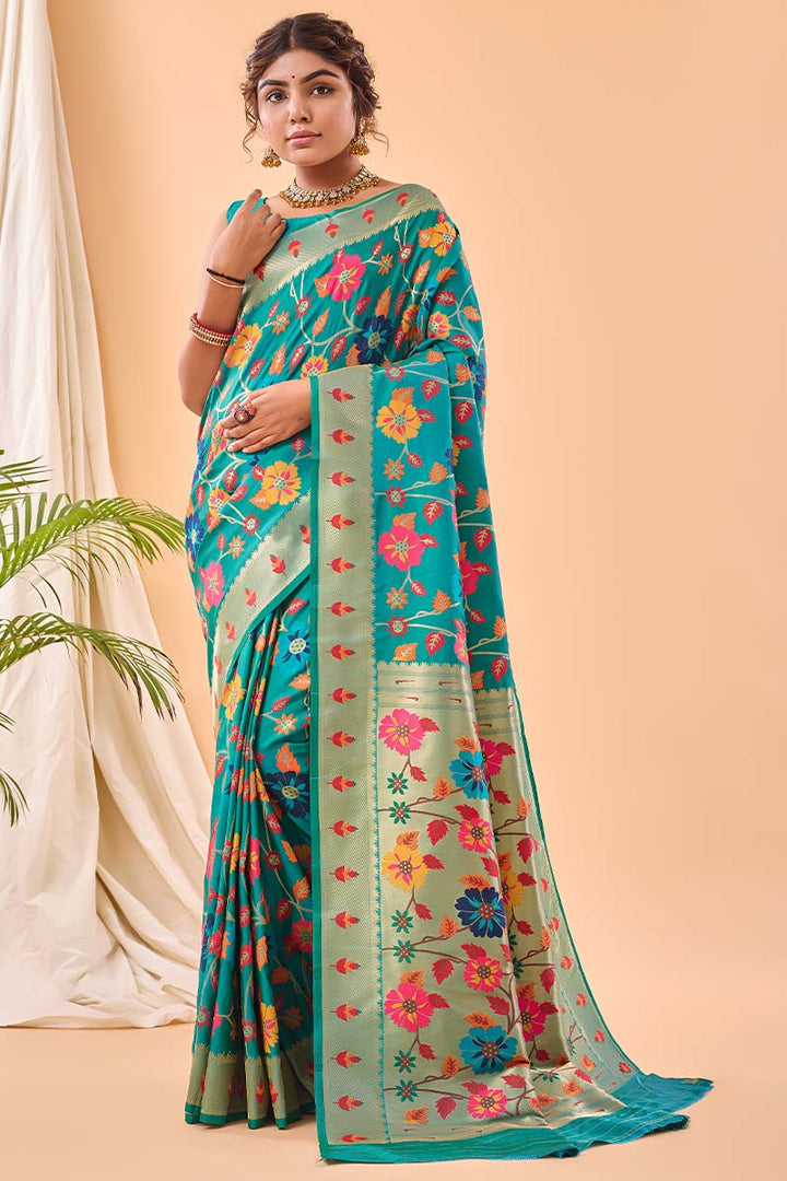 Eastern Blue Paithani Silk Saree