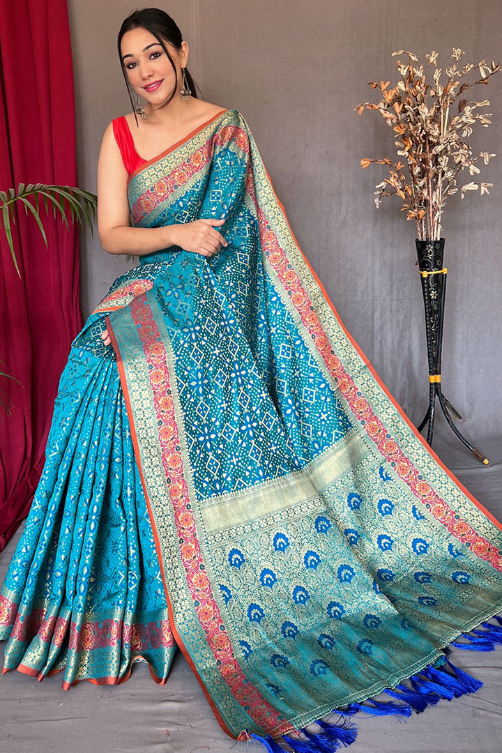 Eastern Blue Patola Silk Saree