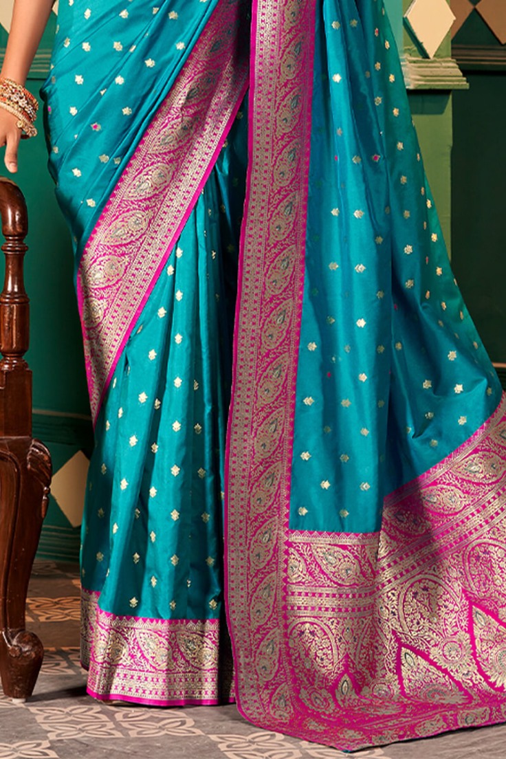 Eastern Blue Soft Banarasi Silk Saree