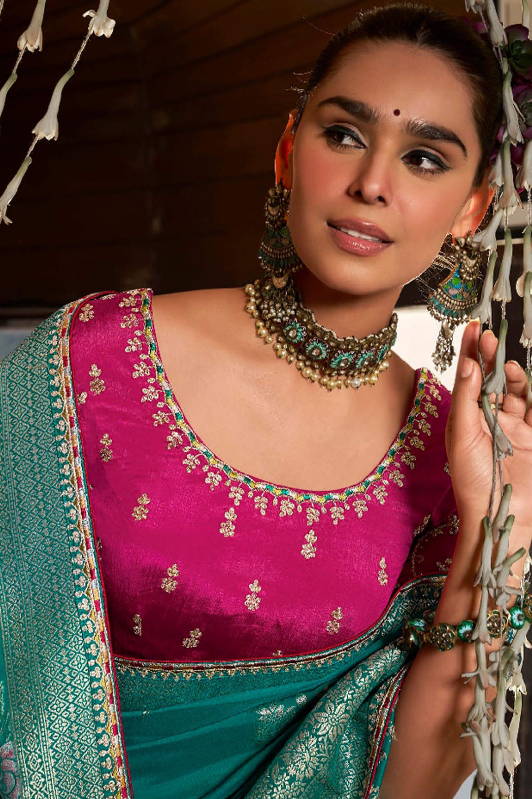 Eastern Blue Soft Dola Viscose Saree With Embroidery Blouse Piece