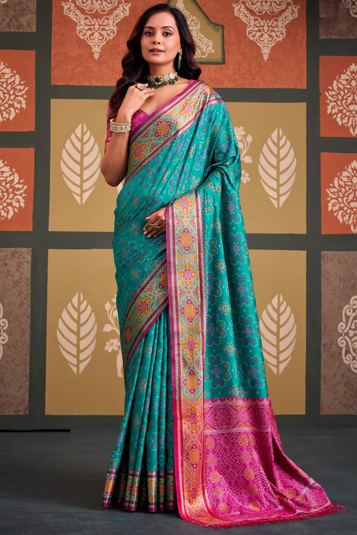 Eastern Blue Soft Patola Silk Saree