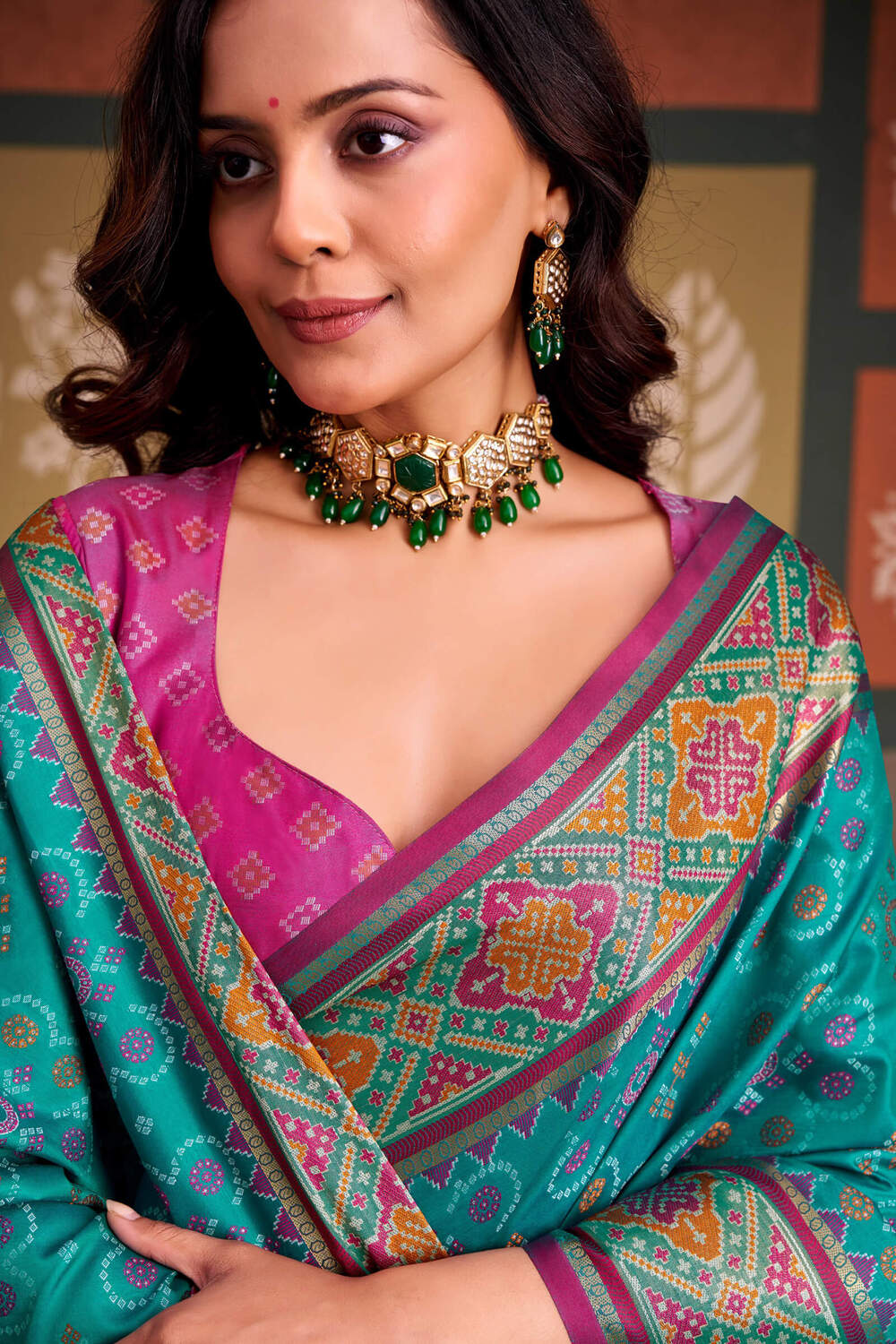 Eastern Blue Soft Patola Silk Saree