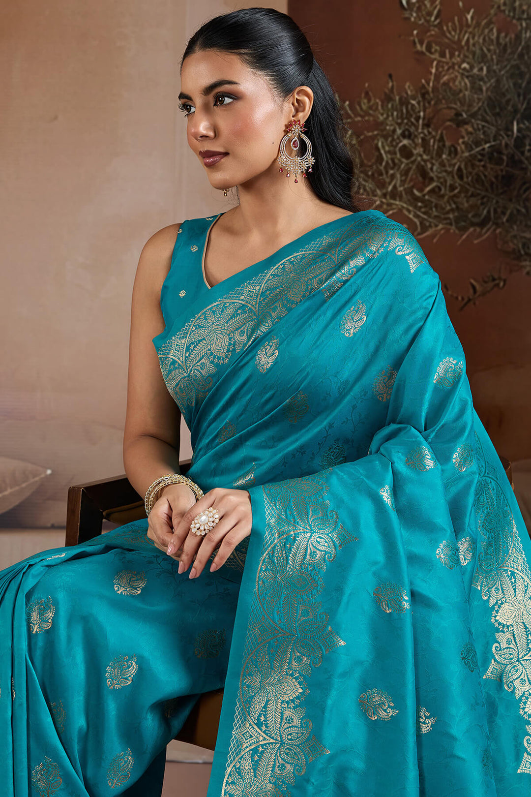 Eastern Blue Zari Handloom Soft Banarasi Silk Saree
