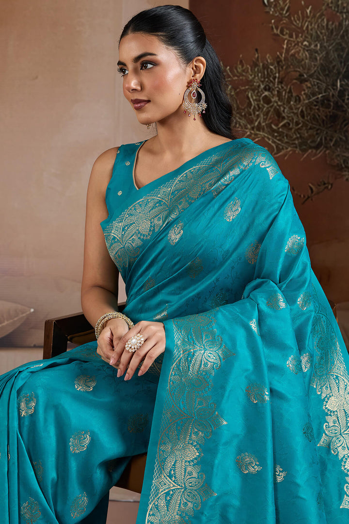 Eastern Blue Zari Handloom Soft Banarasi Silk Saree