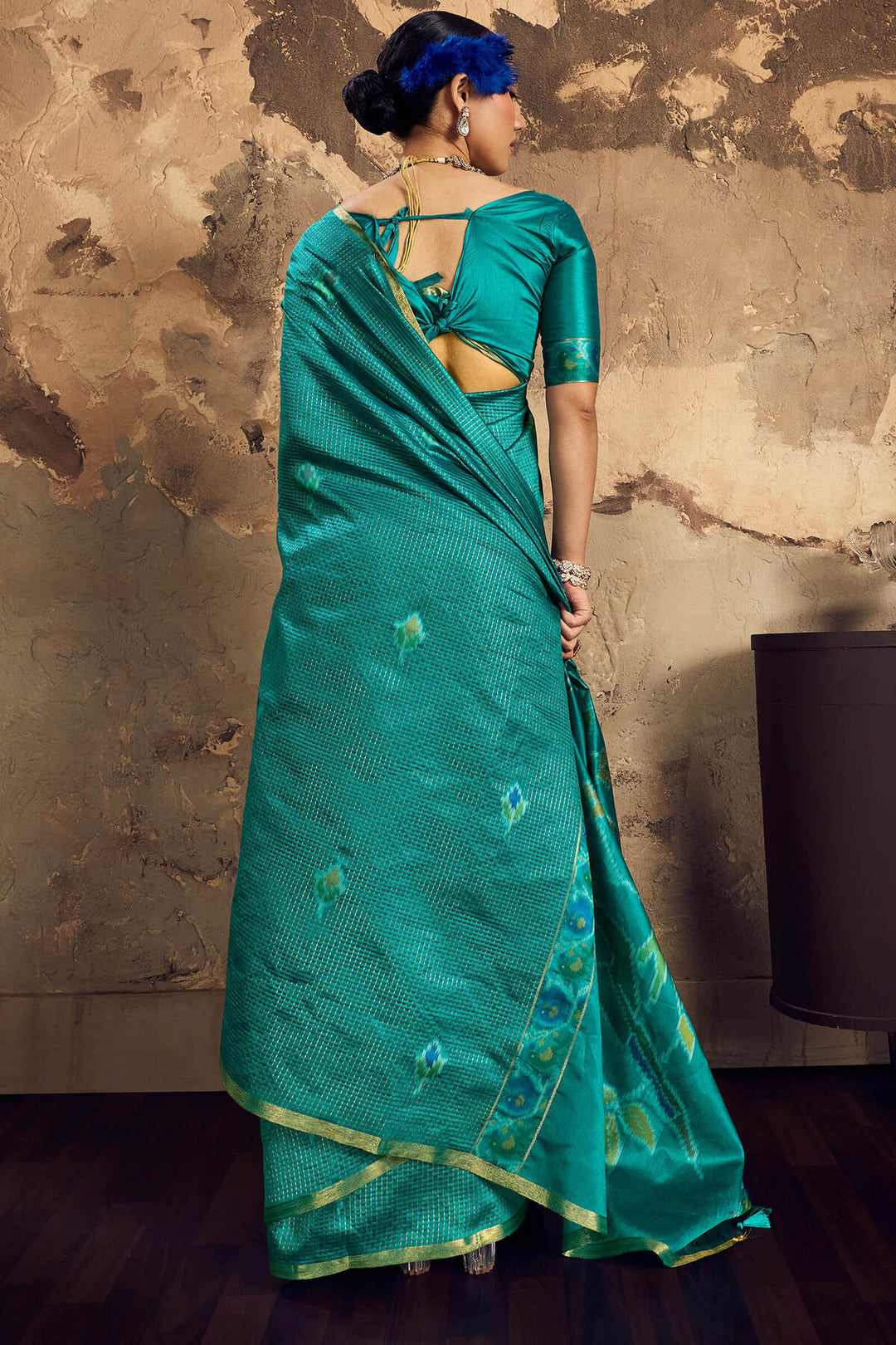Elf Green Banarasi Handloom silk saree