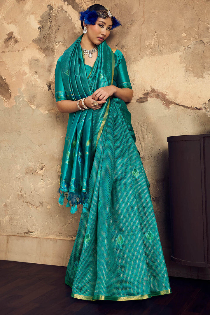 Elf Green Banarasi Handloom silk saree