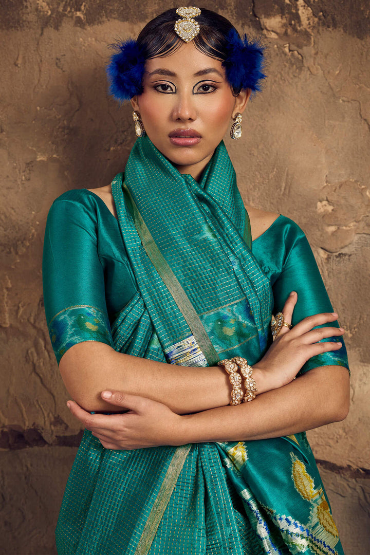 Elf Green Banarasi Handloom silk saree