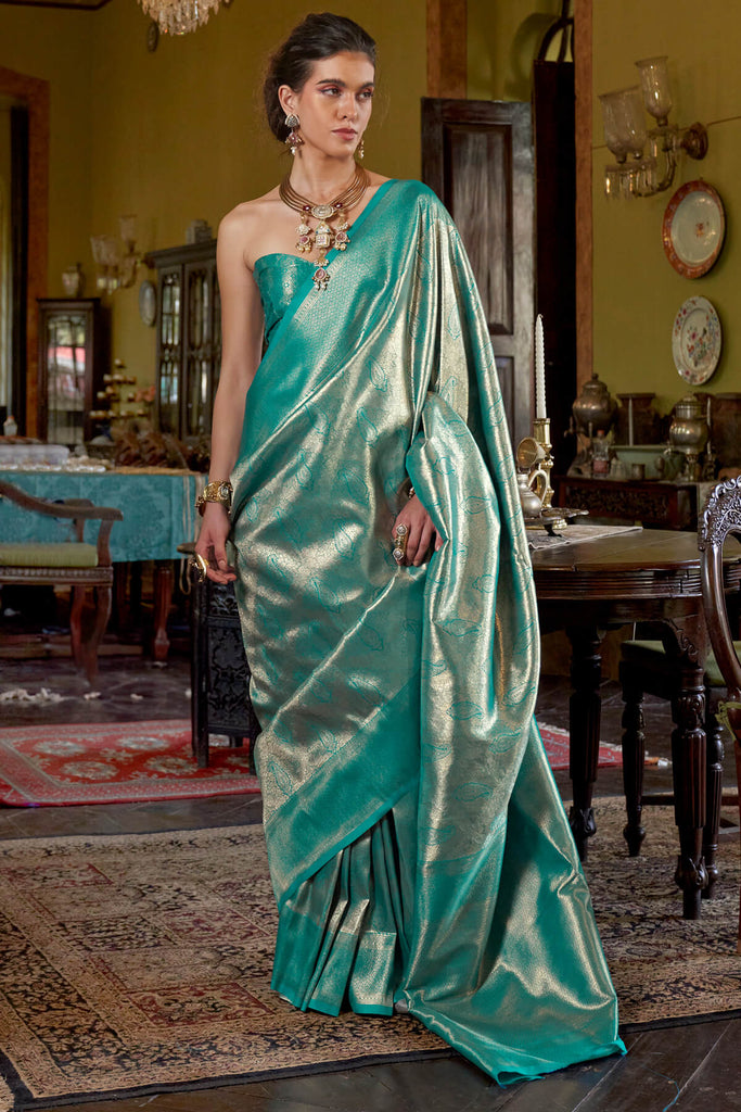 Elf Green Kanjivaram Silk Saree