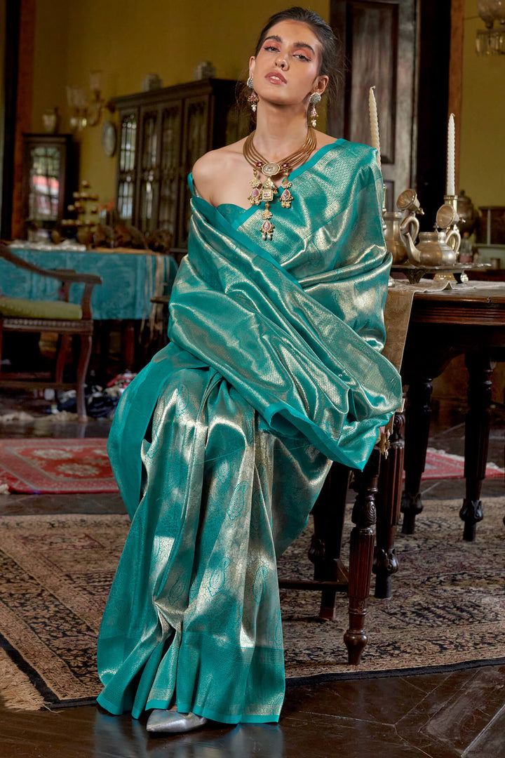 Elf Green Kanjivaram Silk Saree