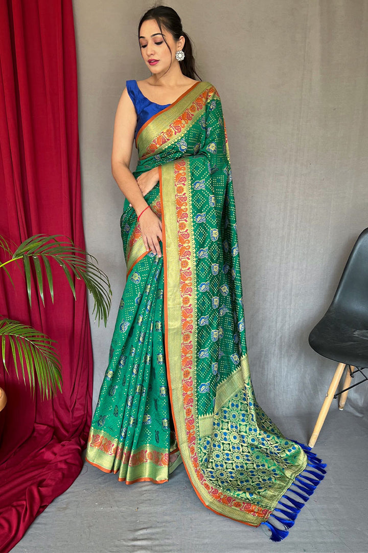 Elf Green Patola Silk Saree