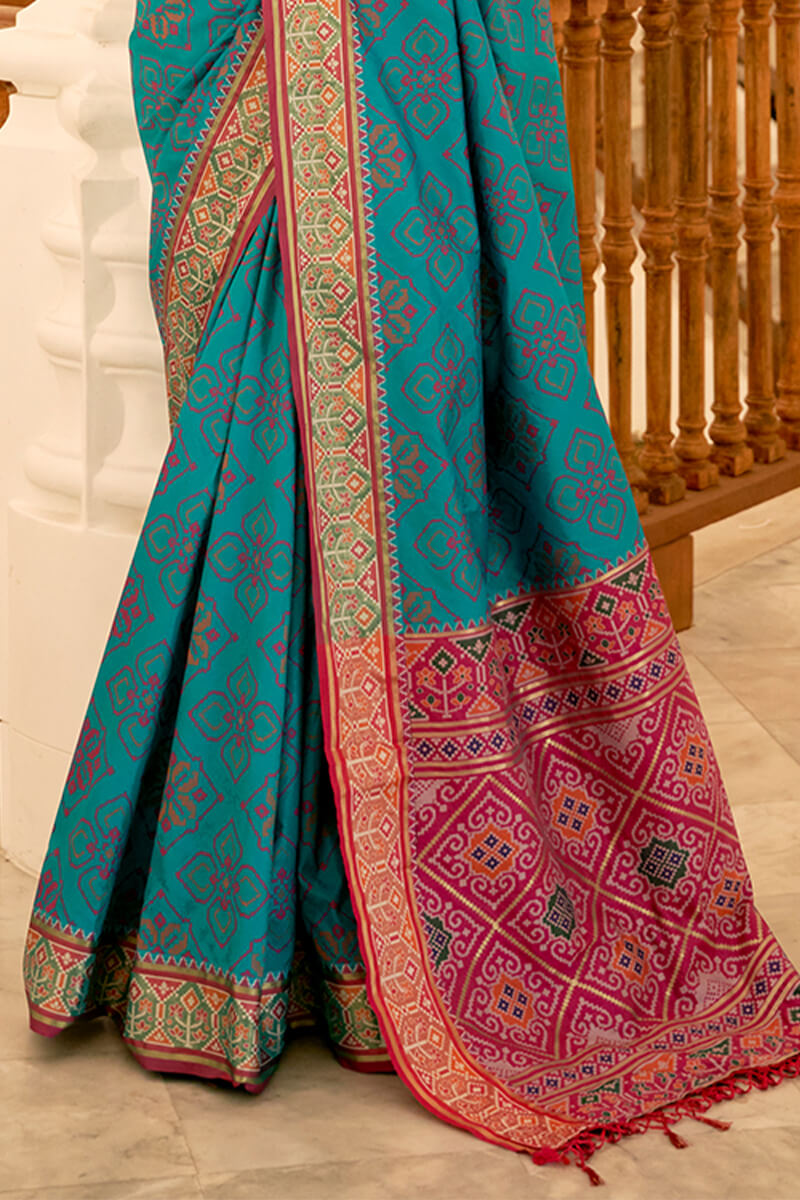 Elf Green Woven Patola Silk Saree