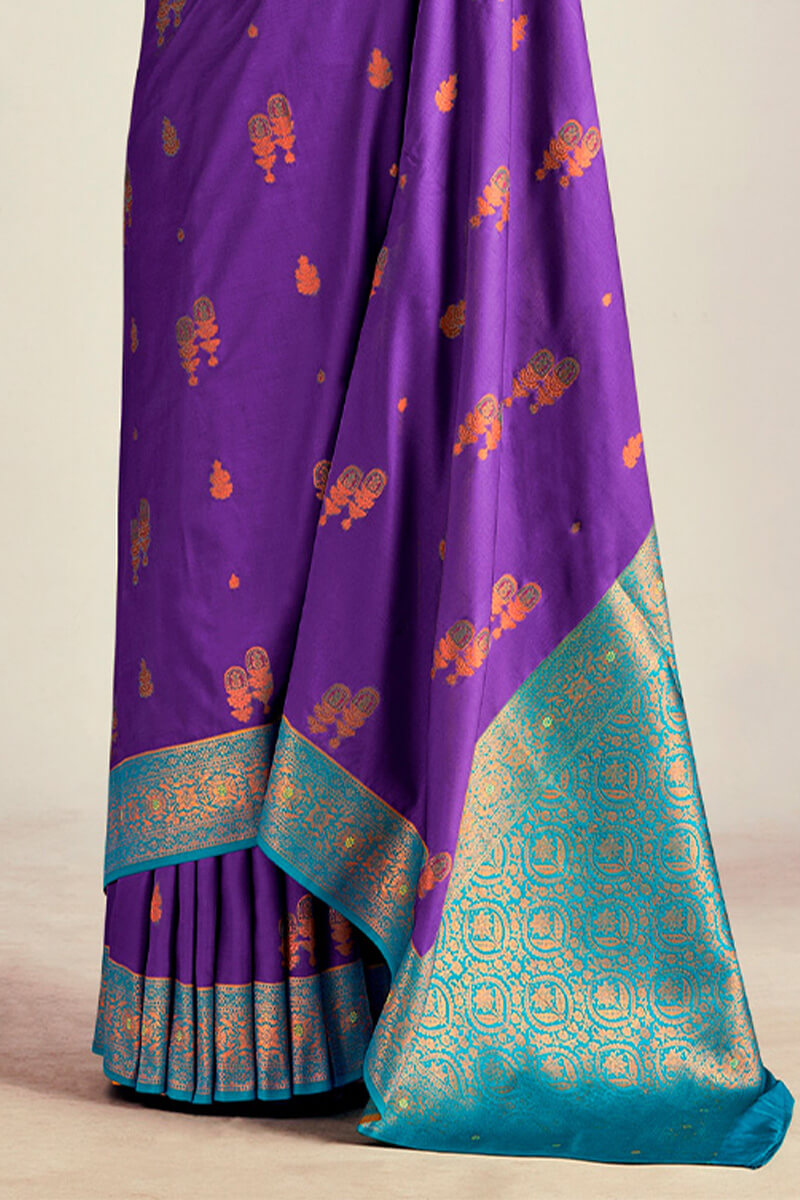 Eminence Purple Soft Banarasi Silk Saree