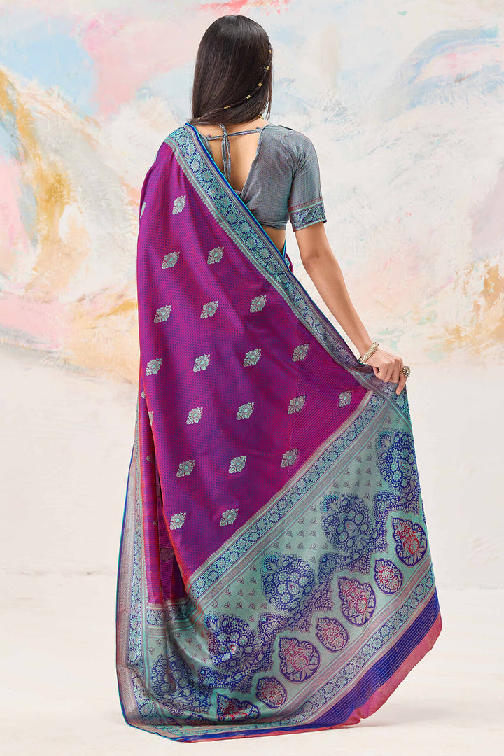 Eminence Purple Woven Kanjivaram Silk Saree