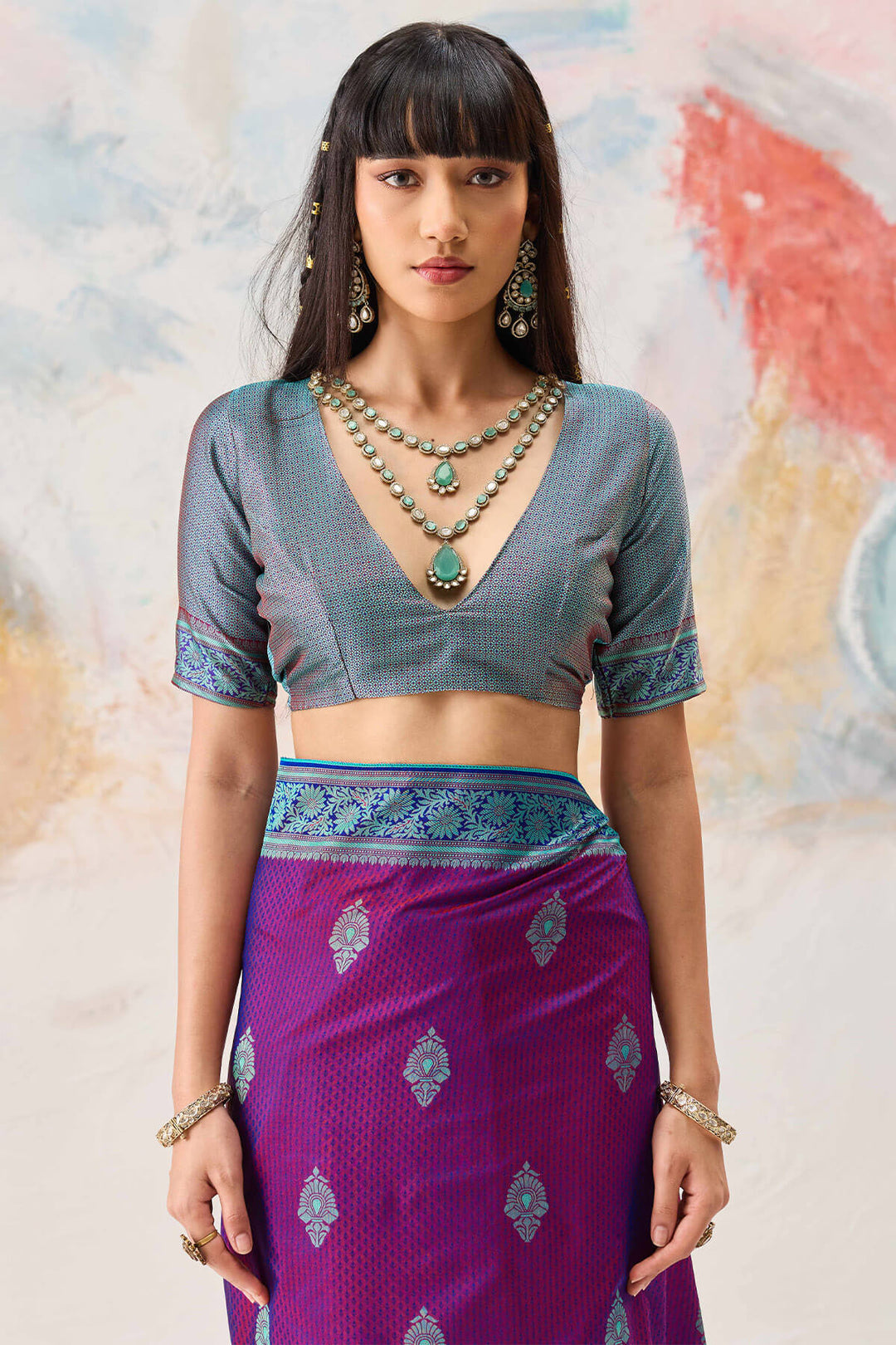 Eminence Purple Woven Kanjivaram Silk Saree