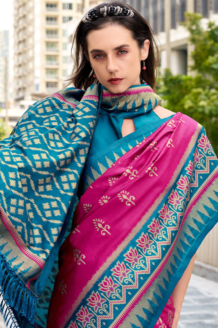 Exotic Pink Soft Banarasi Silk Saree