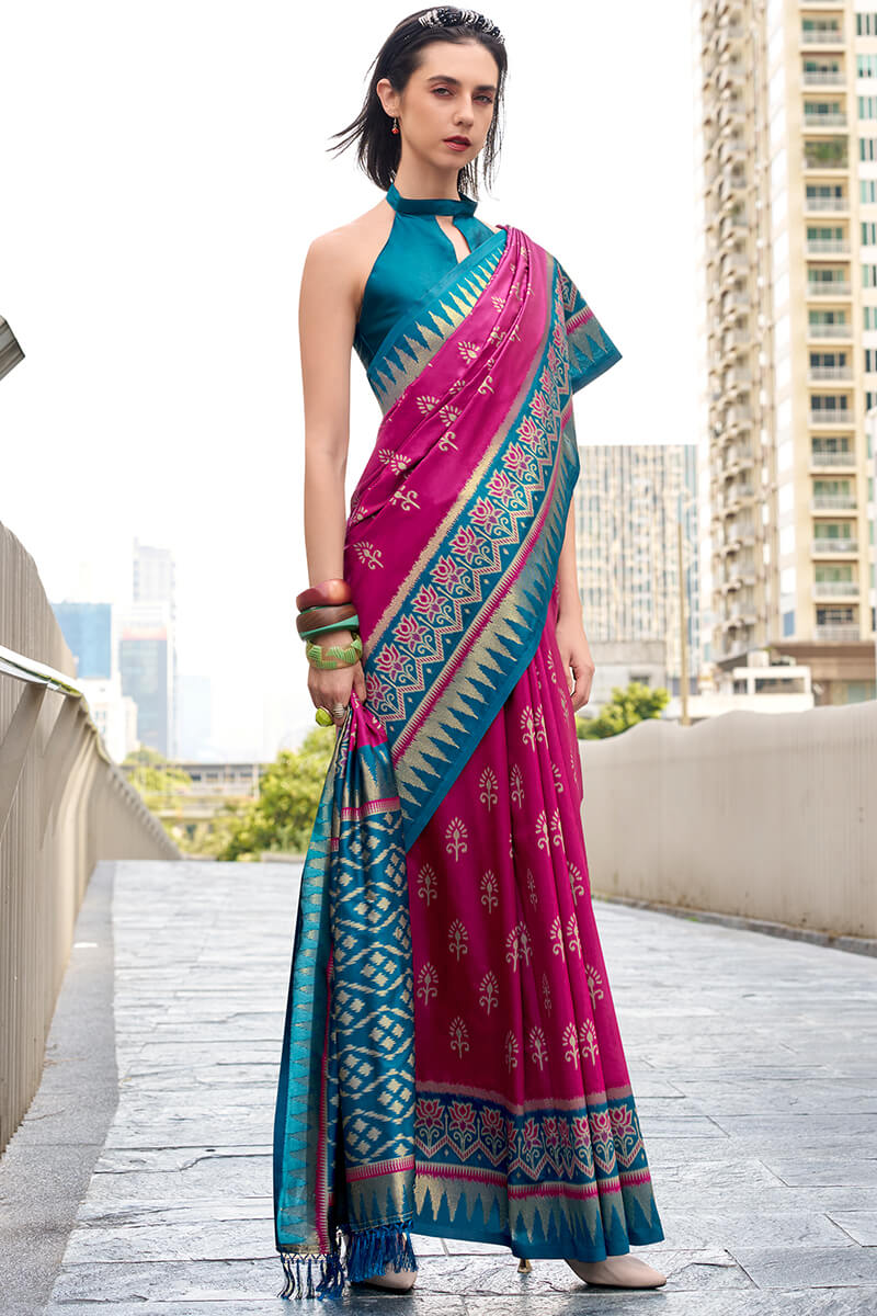 Exotic Pink Soft Banarasi Silk Saree