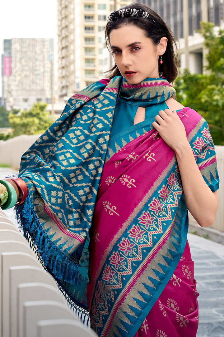 Exotic Pink Soft Banarasi Silk Saree