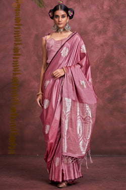 Faded Pink Banarasi Satin Silk Saree