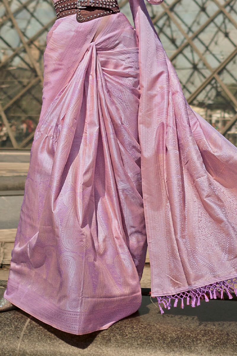 Faded Pink Kanjivaram Satin Silk Saree