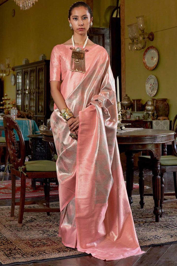 Faded Pink Kanjivaram Silk Saree