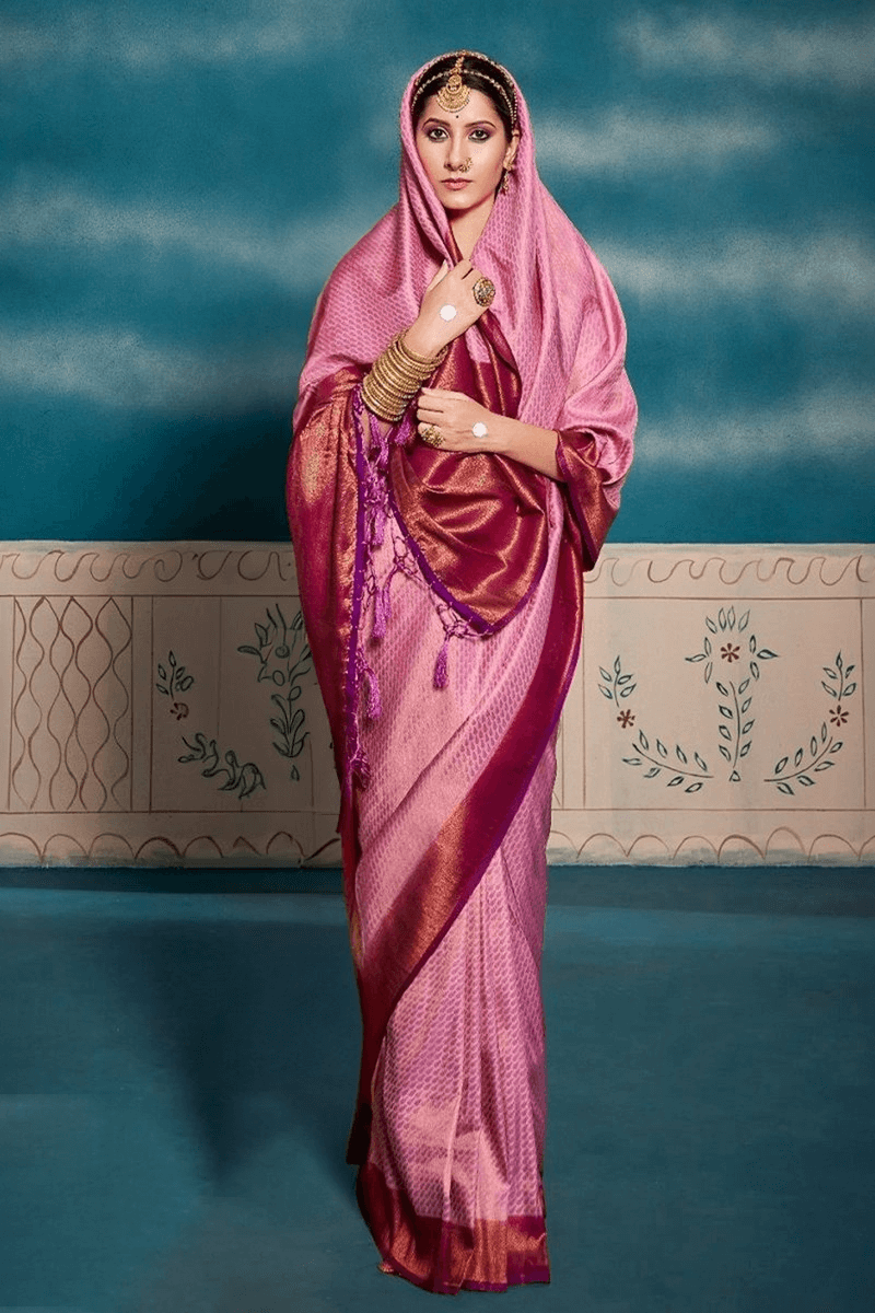 Faded Pink Soft Kanjivaram Silk Saree