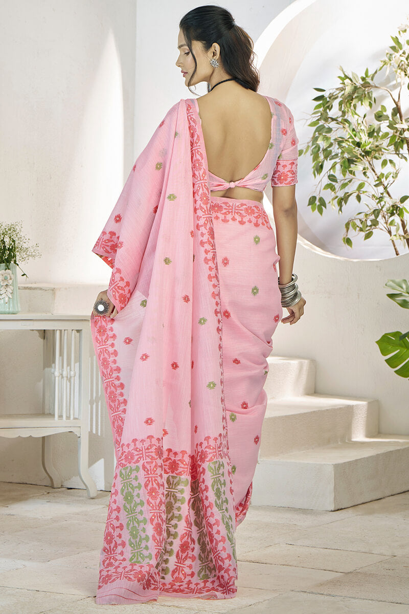 Faded Pink Soft Linen Silk Saree