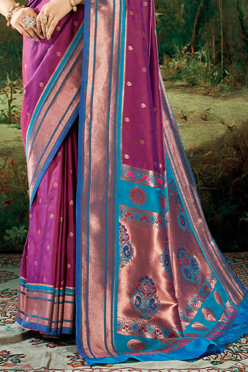 Fandango Purple Paithani Silk Saree